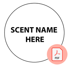 Load image into Gallery viewer, Professionally printed scent name stickers for your business