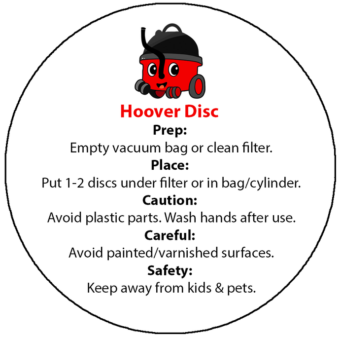 Henry Hoover Disc Instruction/Warning Labels